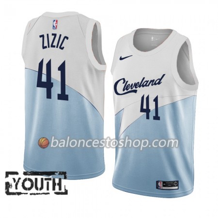 Camiseta Niños NBA Cleveland Cavaliers Ante Zizic 41 2018-19 Nike Azul Blanco Swingman